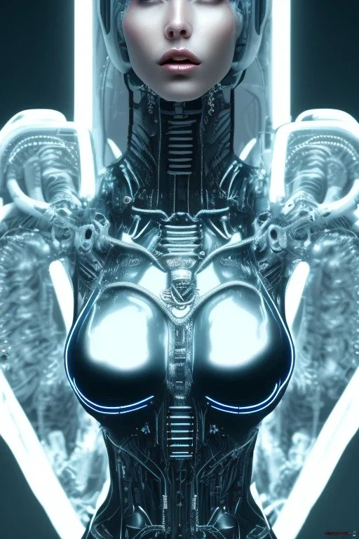 cyberpunk, black latex body, women, body portrai, big boobs, highlight eyes perfect, skin, tron, cyborg, perfekt sexy, real, dream, hr giger