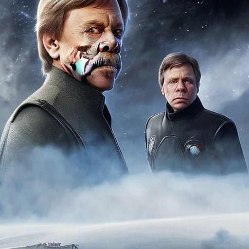 extremely detailed 8k hyperspace wallpaper,complete and photo realistic detailed head to waist stunning photo realistic portrait of mark hamill as luke skywalker in star wars with short lenght, Symmetrical, soft, fine, warm, photo realistic hair, blue eyes, professional majestic photo realistic painting by Ed Blinkey, Atey Ghailan, by Jeremy Mann, Greg Manchess, Antonio Moro, trending on ArtStation, Intricate, High Detail, Sharp focus,dramatic, by greg rutkowski,careworn face,space outfit