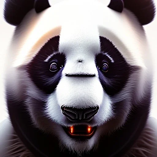  A beautiful portrait of a "cyborg panda" , full-scale head and shoulders portrait, 8k resolution concept art portrait by Greg Rutkowski, Artgerm, WLOP, Alphonse Mucha dynamic lighting hyperdetailed intricately detailed Splash art trending on Artstation triadic colors Unreal Engine 5 volumetric lighting Splash art fantasy"