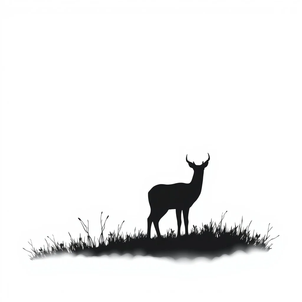 deer silhouette, black on white, vector