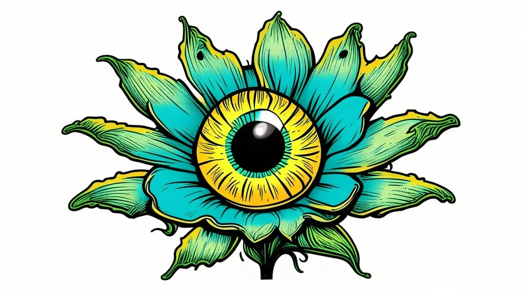 comic style flower with eye in the middle