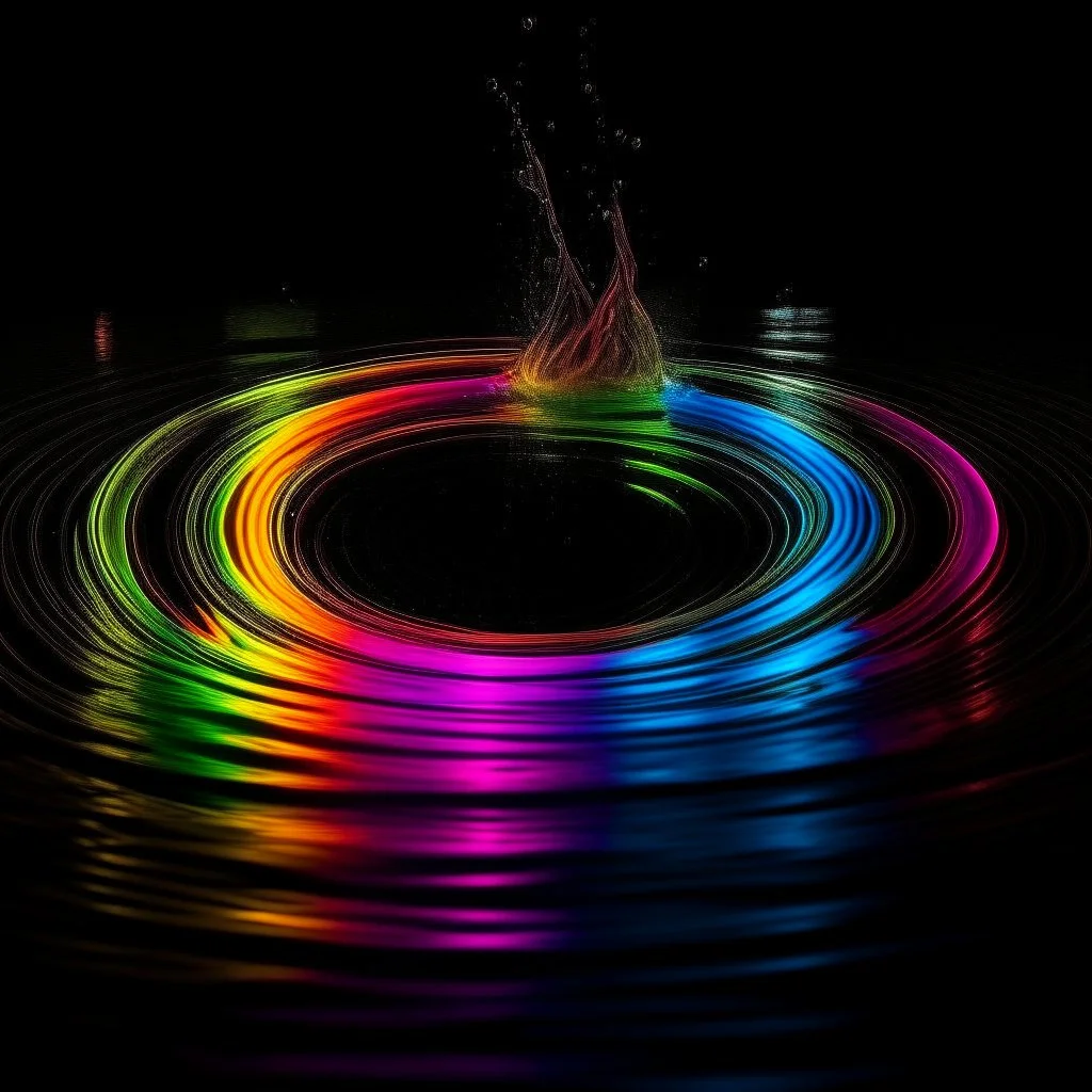 a colourful water circle, dark vibrant colours