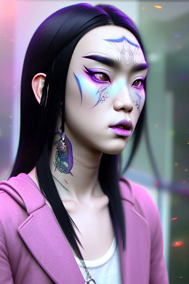 asian cool stylish, trans lookalike, with piercings,rainbow hair, androgynous look, epic colour treatment, cinematic colour treatment, meticulously intricate perfectly symmetrical extremely detailed, pixiv daily ranking, pixiv, extreme depth of field, artstation, spectacular details, volumetric lighting, masterpiece, cinematic, Hollywood production, 8k resolution, high definition, max octane render, vivid colors, max resolution, max perfectionism, realistic composition, professional pho