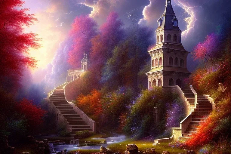 stairway to heaven, atmospheric, mystical, beautiful colours, romanticism