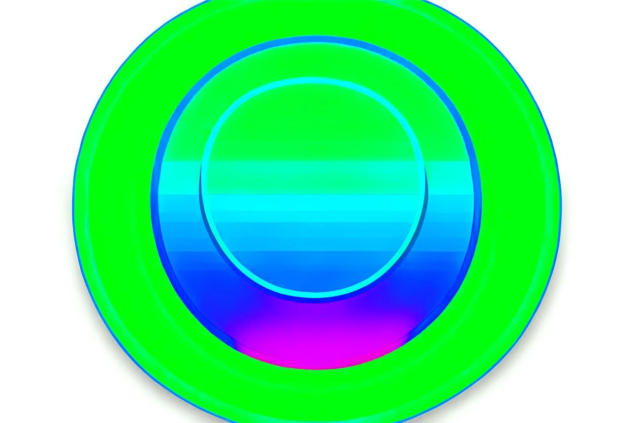 green play button in the middle of circle, blue and green