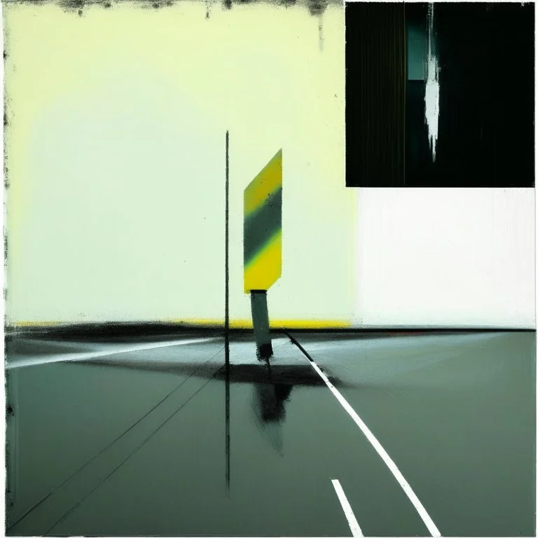 Minimal contemporary abstract oil paintings carpark concrete. In the style of Justin Mortimer and Francis Bacon. road markings.