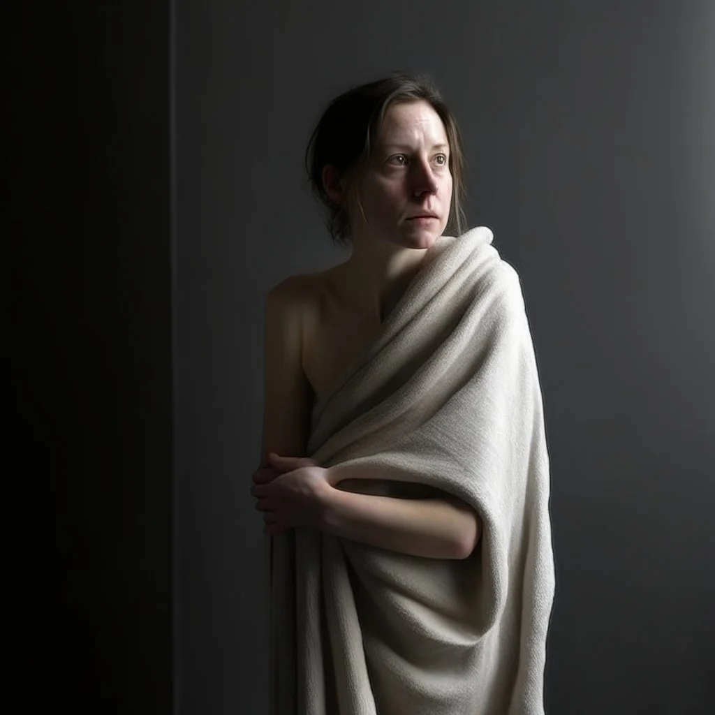 person, just after shower, whole body, wearing no towel