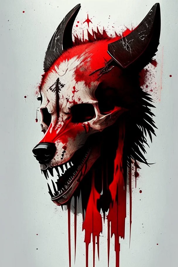 wolf skull with simple red war paint on it