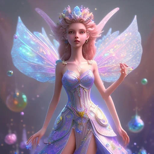 fairy in a blue and violet landsacape with multicolored crystals falling from the sky, full of details, smooth, bright sunshine，soft light atmosphere, light effect，vaporwave colorful, concept art, smooth, extremely sharp detail, finely tuned detail, ultra high definition, 8 k, unreal engine 5, ultra sharp focus