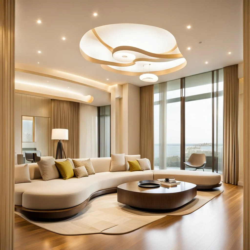 Flowing Luminous Ceilings,Form work Mansions, Harmony and balance between elements,