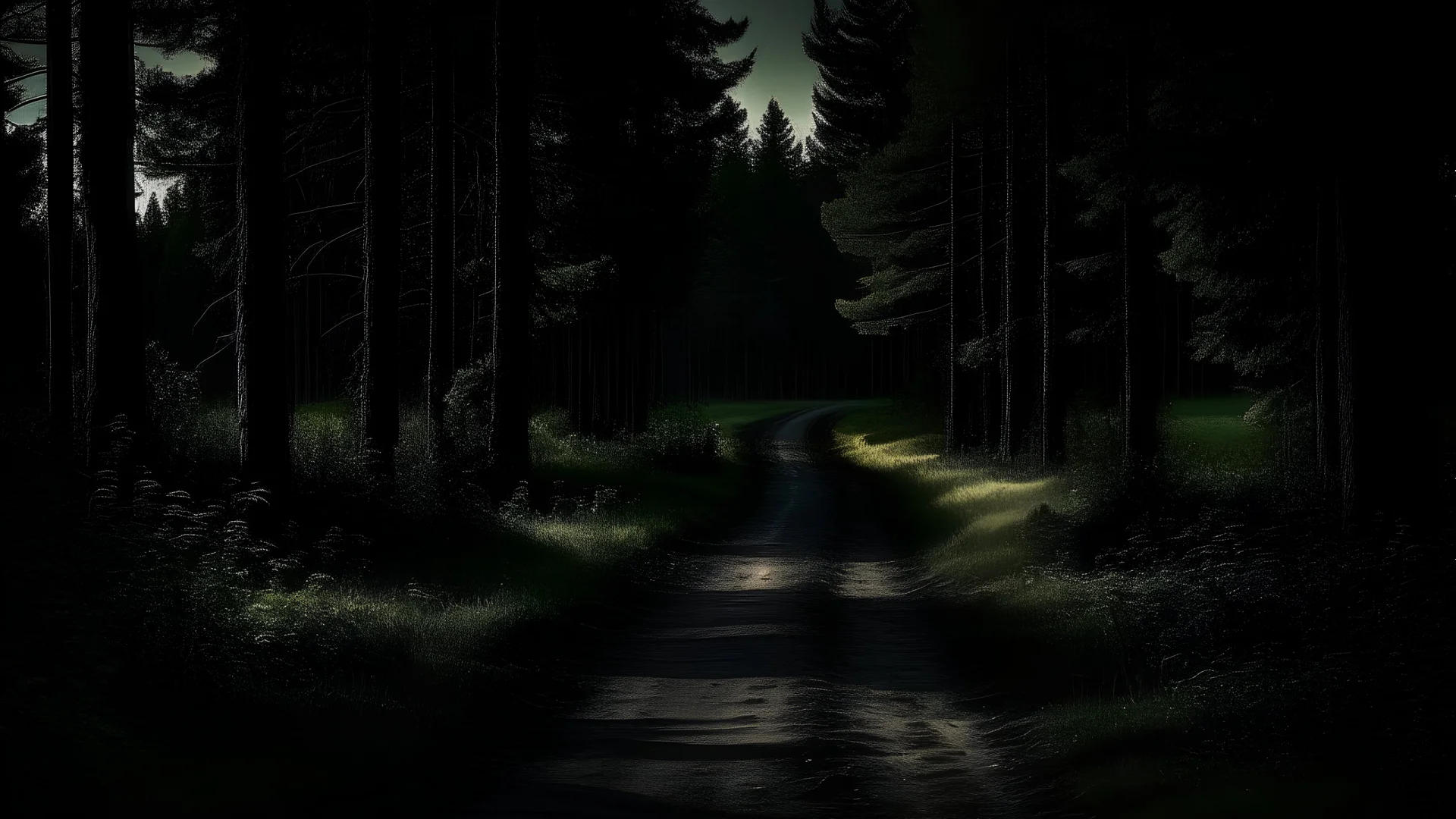 Night had fallen over the dark expanse, enveloping the deserted road leading from the village to the town. The summer evening breeze mingled with the smell of pine needles and damp earth, and the bushes along the road seemed like black silhouettes, ready to embrace whatever decided to emerge from the dense forest.