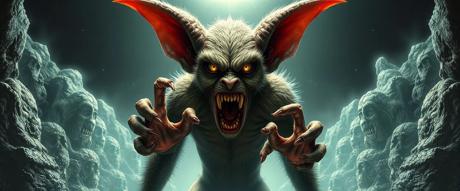 smite by god was the evil furry goblin gremlin man in the style of Escher and Giger.