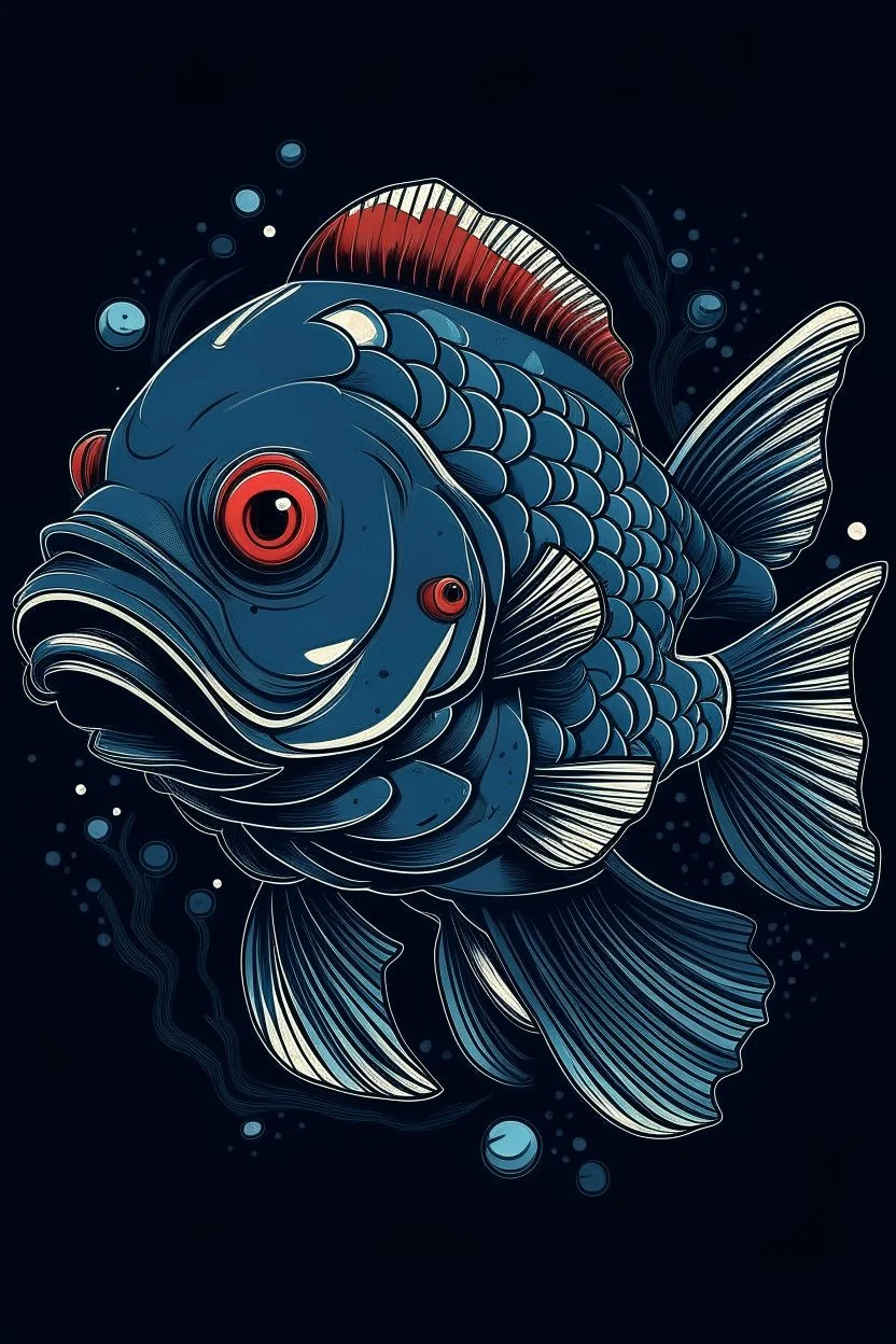 A ilustration FISH, t-shirt design, no black ground, vector, 4k