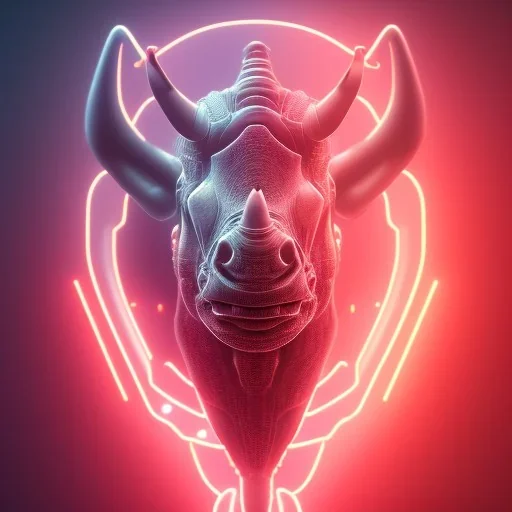 A beautiful portrait of a cyborg rhino pink neon color scheme, high key lighting, volumetric light high details psychedelic background