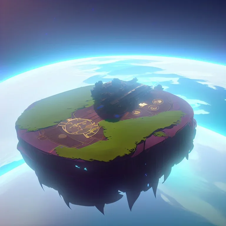 A Flat floating island in space, fantasy