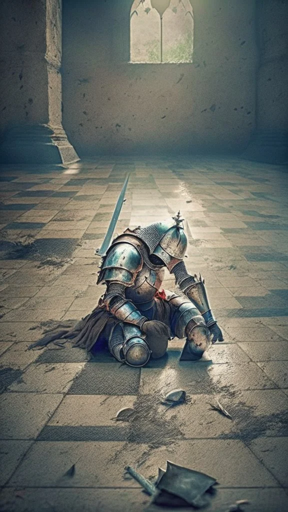 knight on the floor, battlefield background