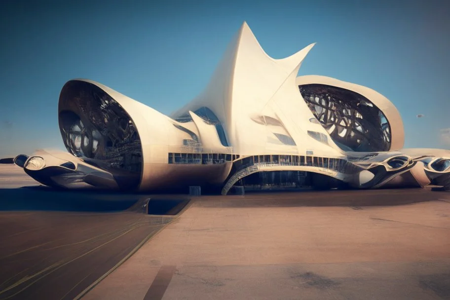 exterior view of an ant-shaped airport, spectacular, shocking, ultra quality, maximalist, 8k 3D