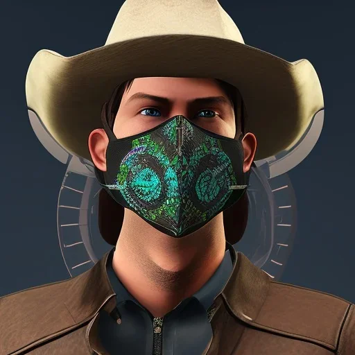 cowboy hat,gta 5,tech inspired, mask,