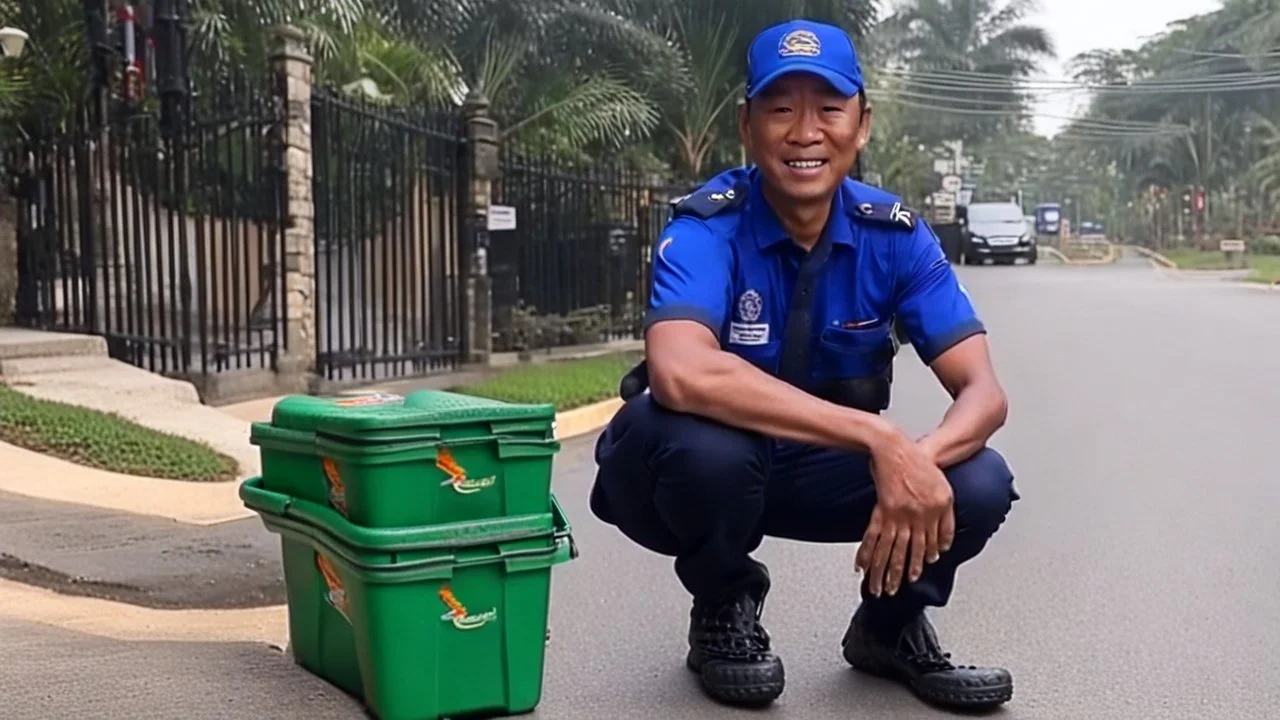 Delivery Driver wears crocs at community gate