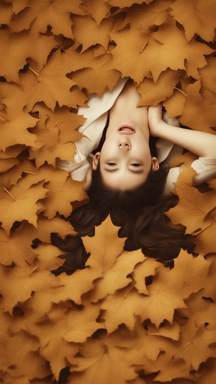 a close picture of woman laying on top of a pile of leaves, jingna zhang, portrait of female korean idol, cgsociety 9, realistic portrait photography, by Sim Sa-jeong, lensculture portrait awards, by Kim Deuk-sin, by Kim Tschang Yeul, alessio albi and shin jeongho, jinsung lim, realistic fantasy photography