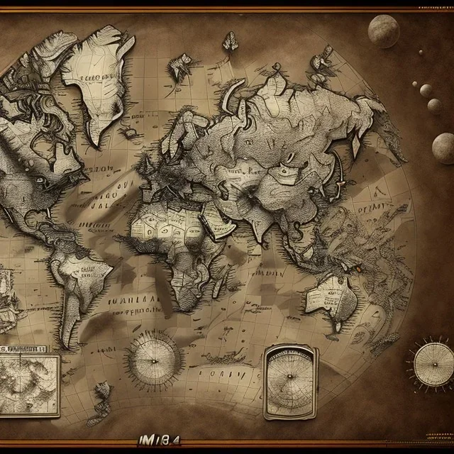 detailed, sepia, 8k resolution, world map, ink drawing