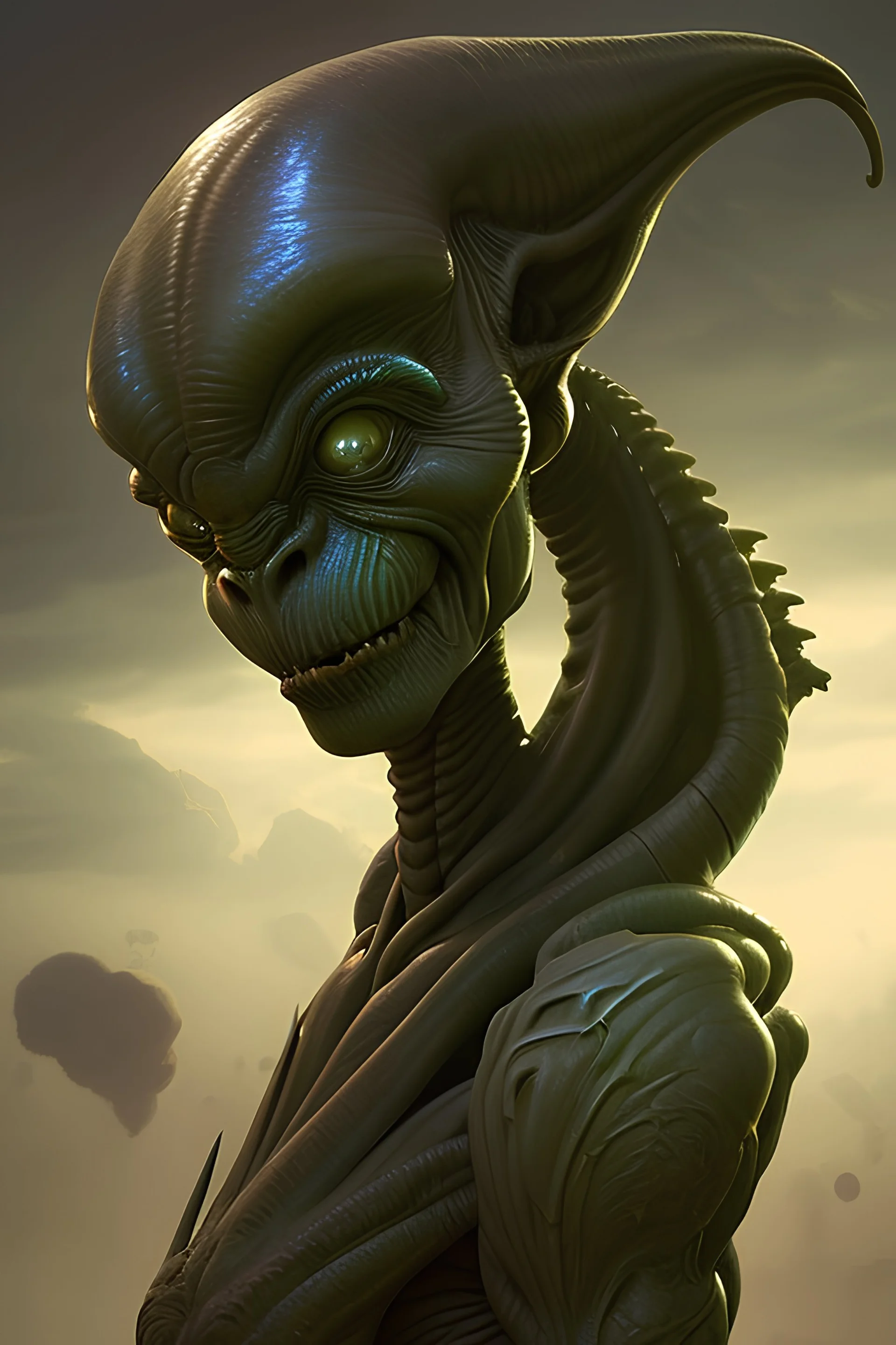 Alien malevolent goblin,scifi, perfect composition, super detailed, 8k, high quality, intricate details, highly detailed