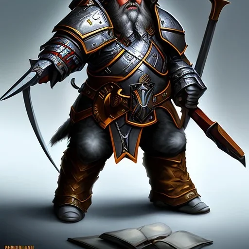 D&D character, paladin, dwarf, heavy armor, warhammer