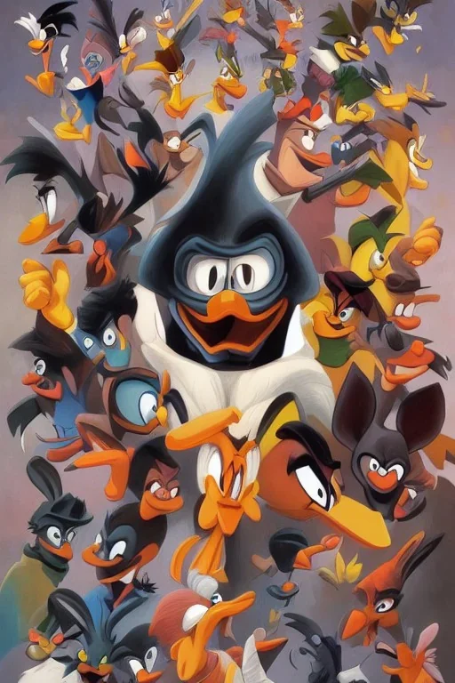 daffy duck, looney tunes, detailed, portrait, higly-detailed symmetric faces, highly detailed, perfect lighting, perfect composition, 4 k, artgerm, derek zabrocki, greg rutkowski