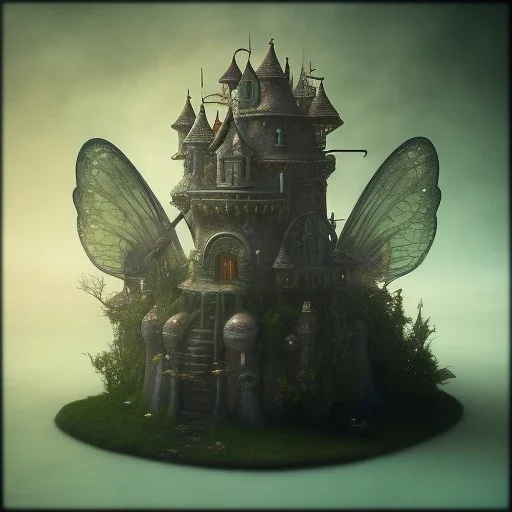 a tiny fairy fountain, scary, steam punk, realistic, made in octane, cinematic, ultra-realistic, extremely detailed octane rendering, 8K, VRAY Super Real ar 2:3, dof photorealistic futuristic 50mm lens hard lighting dark gray tintype photograph, realistic lighting, sepia color