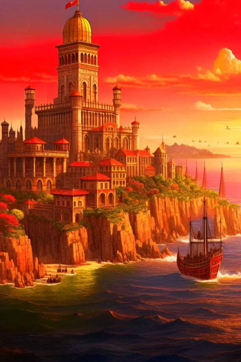 AI generated Beautiful Harbor with Blue Sky and Sunset View in Japanese  Anime Style. Generative AI 36428920 Stock Photo at Vecteezy
