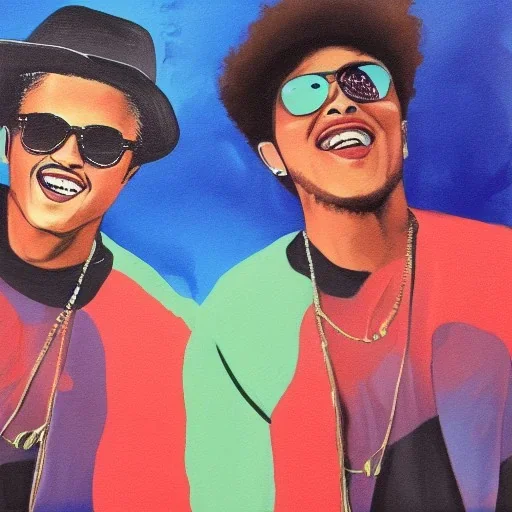 Painting of Bruno mars and Anderson paak