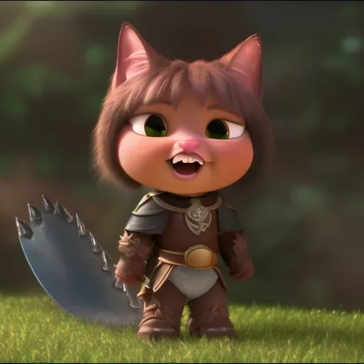 Cat warrior, medieval armor, ready for battle, Pixar, Disney, majestic, full body, proud --v 4