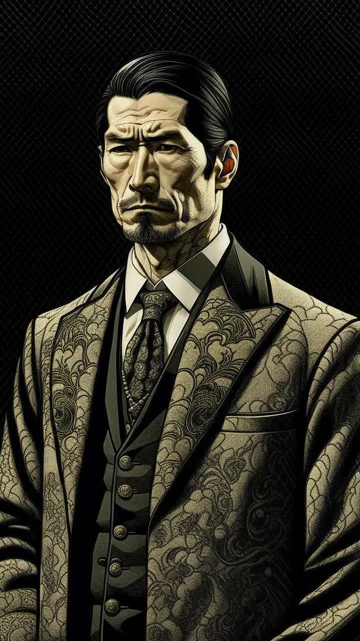 Asian Yakuza Member traditional Japanese Nihonga