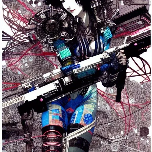 beautiful cyberpunk girl, hyper detailed, hyperdetailed, intricately detailed, illustration by <Katsushika Hokusai> <Yoji Shinkawa>,