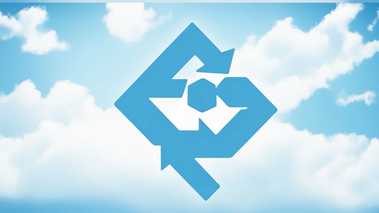 A cloud recycling logo in a blue sky