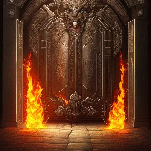 huge open detailed gate to fire hell