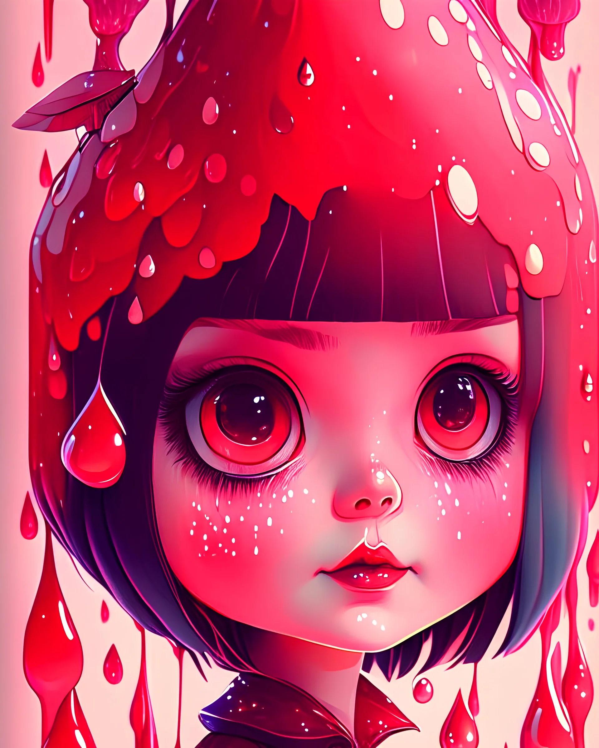 A detailed illustration darkred slime Goth girl, fire, in the style of Studio Ghibli, pastel tetradic colors, 3D vector art, cute and quirky, fantasy art, watercolor effect, bokeh, Adobe Illustrator, hand-drawn, digital painting, low-poly, soft lighting, bird's-eye view, isometric style, retro aesthetic, focused on the character, 4K resolution, photorealistic rendering, using Cinema 4D, vector logo, vector art, put word "FuriuS", 2d, emblem, 2d, use pasten colors