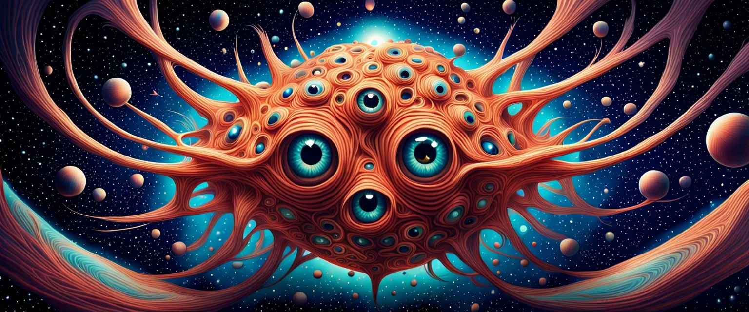 anamorphic spacetime transdimensional many eyes hyperspatial strange creature made of stars