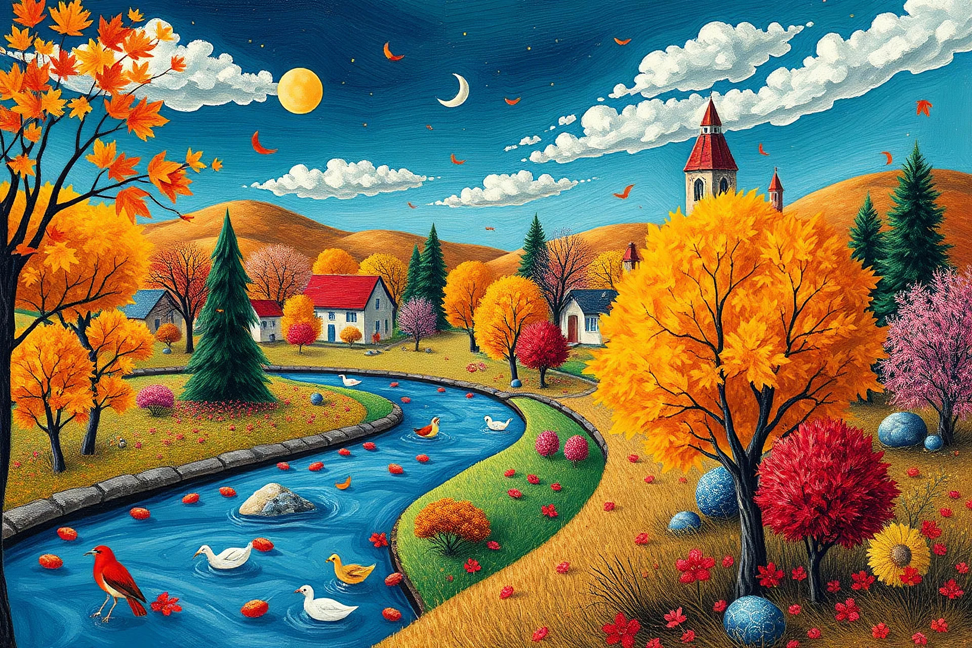 autumn wonderland style of picasso