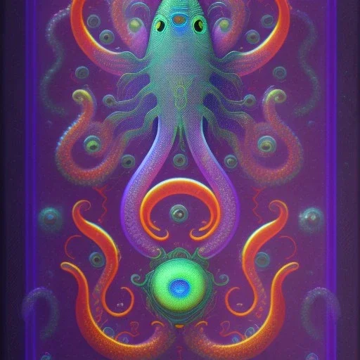 neon meate dream of a octafish, by Don van Vliet,Lucid tentacles test and sleeved And joined, and jointed, jade pointed diamond back patterns