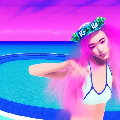 Vaporwave pool girl