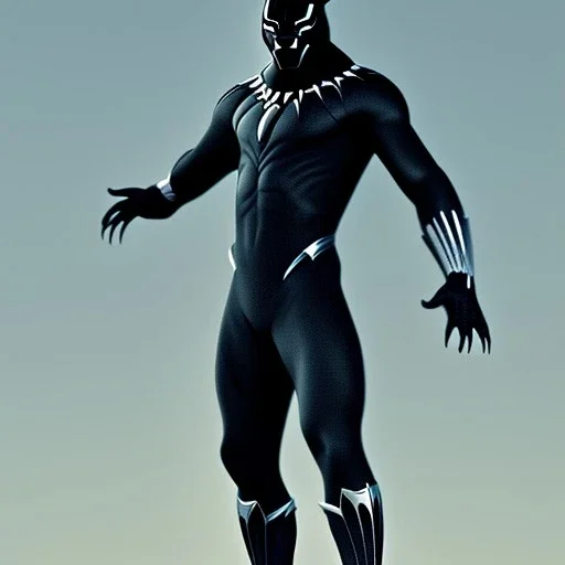 full body black panther, hawk wings, lizard tail, white eyes