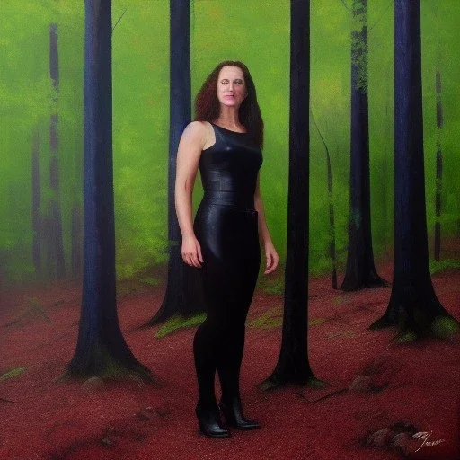 Full body portrait, painting, medium shot lady DarkWoodland