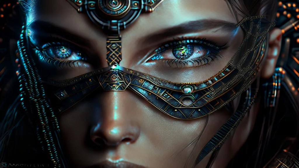 antasy art matrix style cyborg portrait detailed symmetrical realistic eyes steampunk cyborg cyborg intricate detailed to scale hyperrealistic dark lighting digital concept art