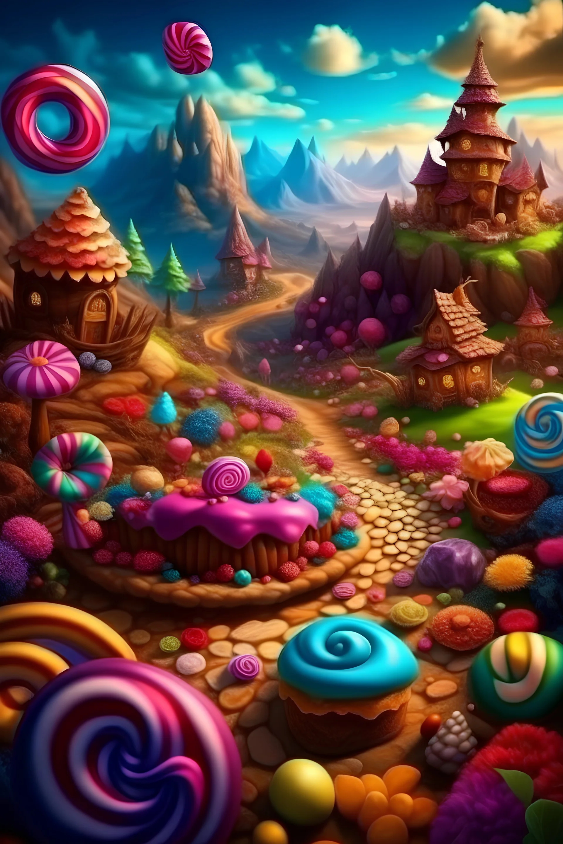 Fantasy Candy land with chocolate and cookies