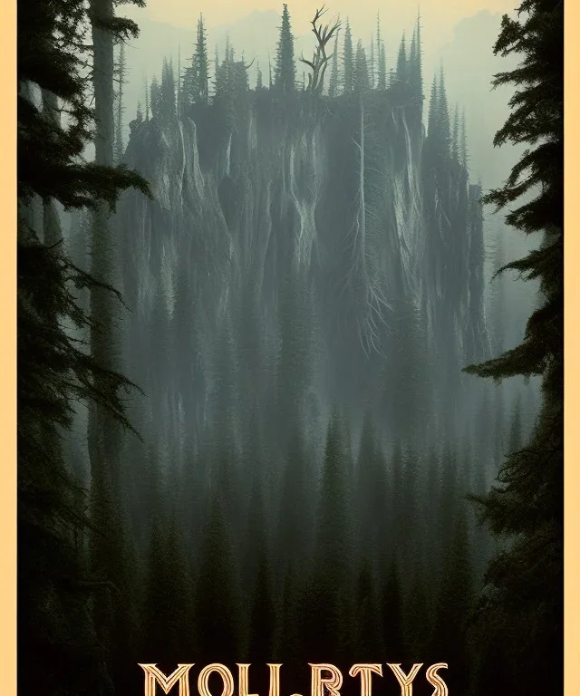 "Twin Peaks" movie poster, woods, mist, mountain, by david lynch, hotel