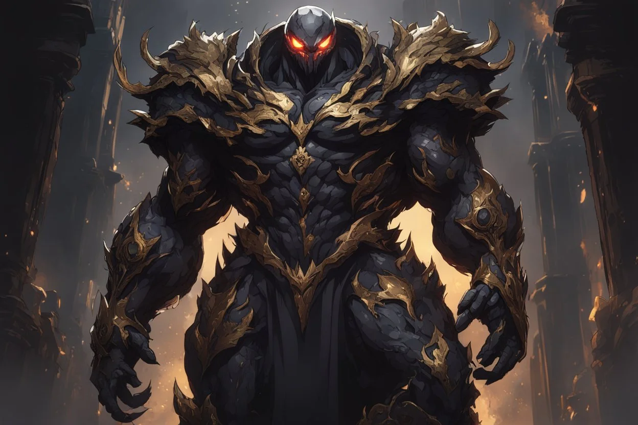 Golem with no eyes in 8k solo leveling shadow artstyle, venom them, no eyes, evil laugh smile, full body, apocalypse, intricate details, highly detailed, high details, detailed portrait, masterpiece,ultra detailed, ultra quality