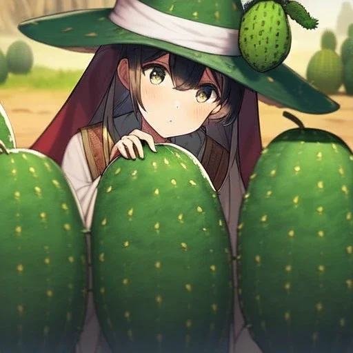 real life like traditional cactus in the desert in arizona, grand canyon, anime girl detail