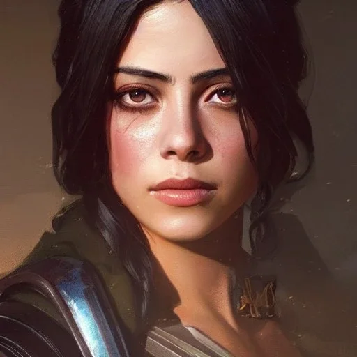 portrait of a woman by greg rutkowski, rosa salazar as a young mandalorian bounty hunter from star wars expanded universe, highly detailed portrait, digital painting, artstation, concept art, smooth, sharp foccus ilustration, artstation hq