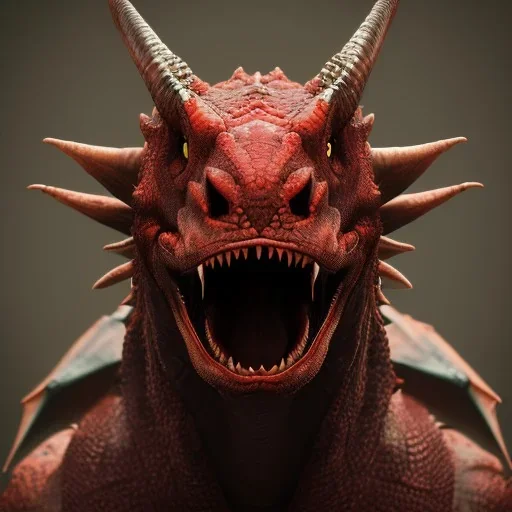 red dragon, dragon portrait, portrair, dragon head, dragon face, big eyes, fangs, dragon with horns, 8k resolution, high-quality, fine-detail, fantasy, incredibly detailed, ultra high resolution, 8k, complex 3d render, cinema 4d